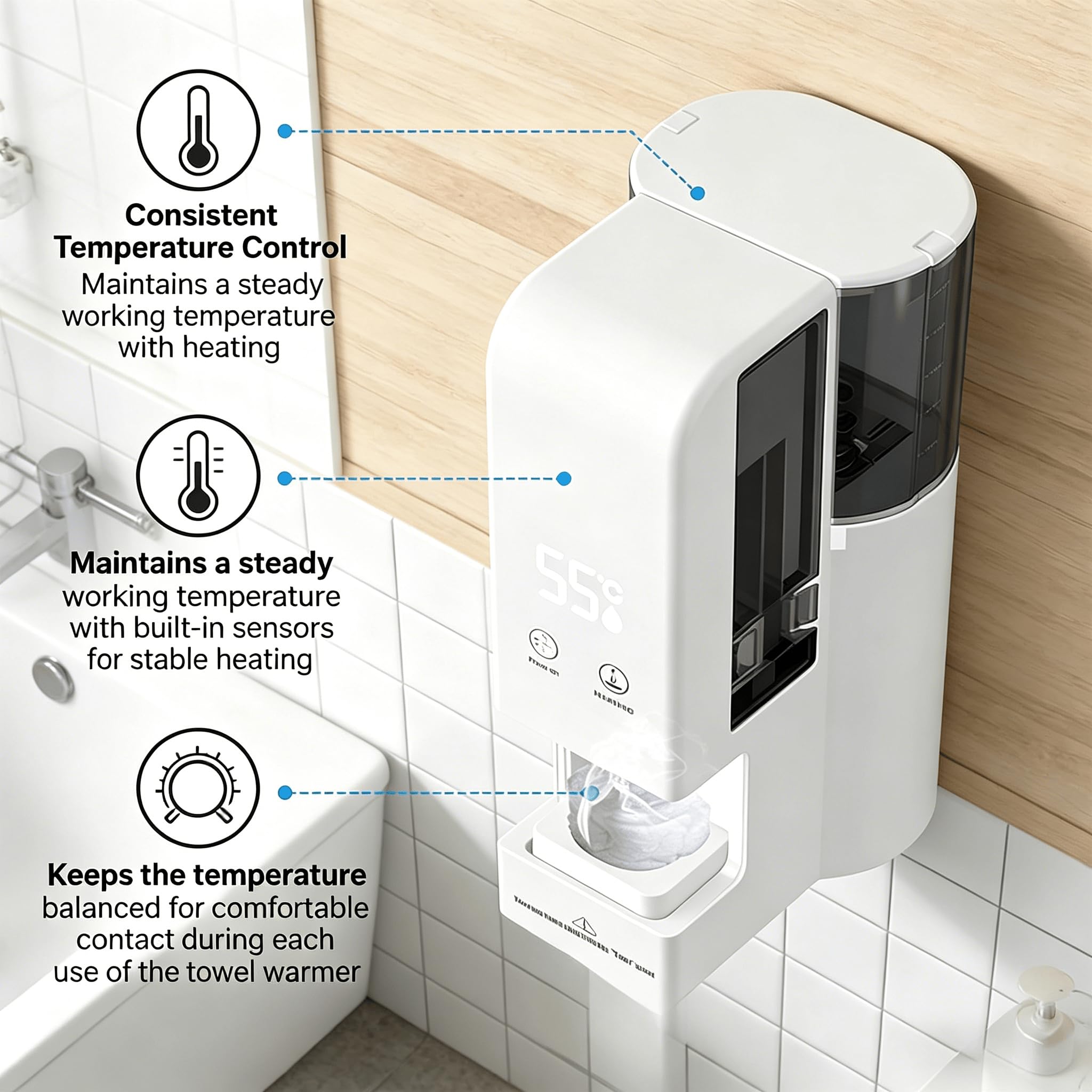 600 W Handtuchwärmer als Spender für heiße Handtücher, 500 ml Wassertank, 40 komprimierte Handtücher und 55 °C Dauerthermostat für Spa-Bereiche,Towel Warmer + 40 Towels