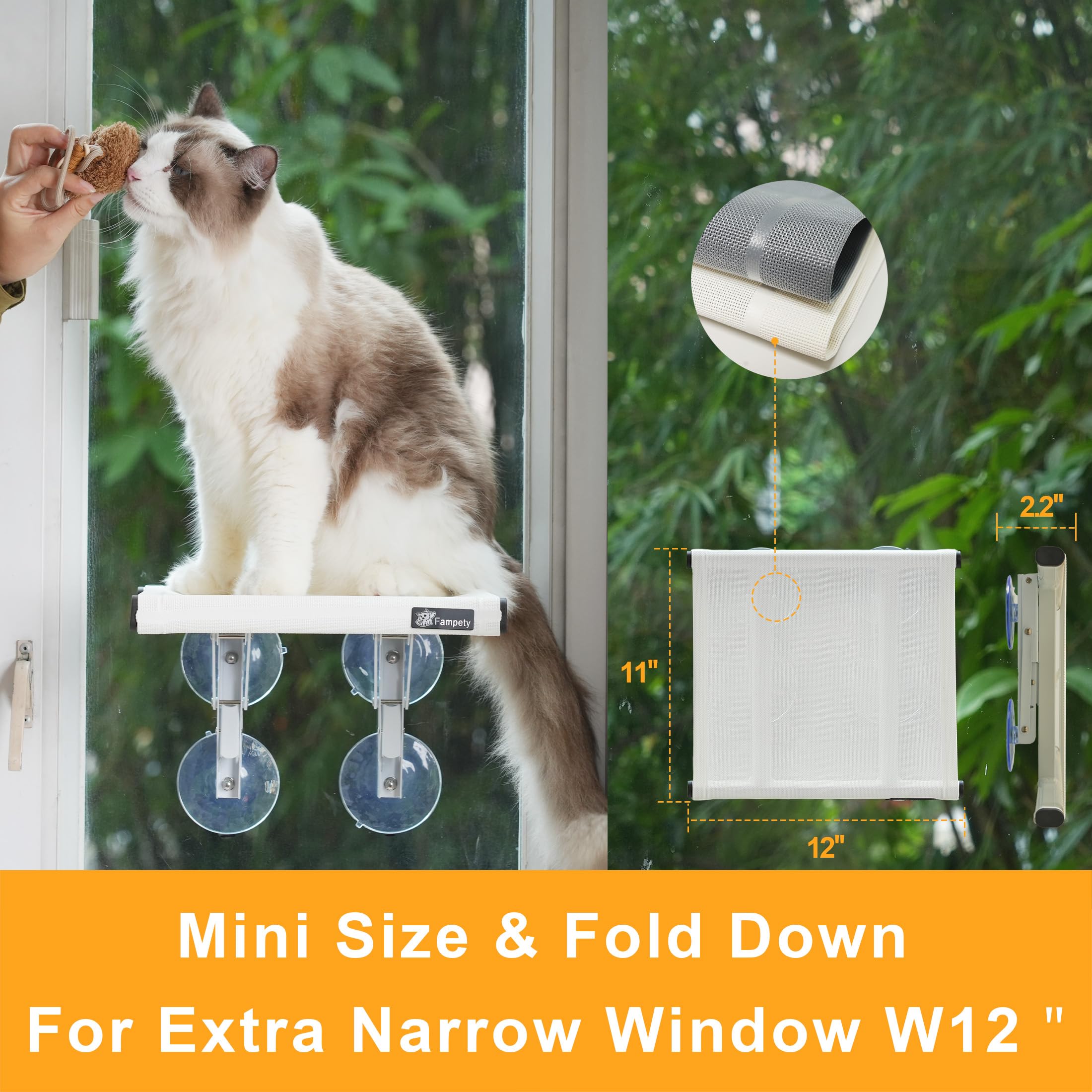 Percha para ventana de gato, 58,4 cm, color blanco