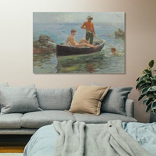 Miniatura 7 de Henry Scott Tuke - Póster de 1913 con texto en inglés "The Orange Jersey", pintura decorativa en lienzo para pared, para sala de estar, dormitorio,