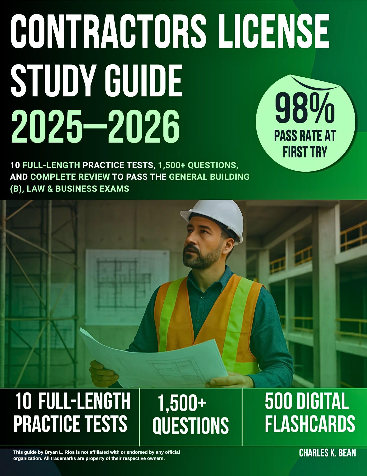 Livre de préparation Contractors License avec 10 examens blancs