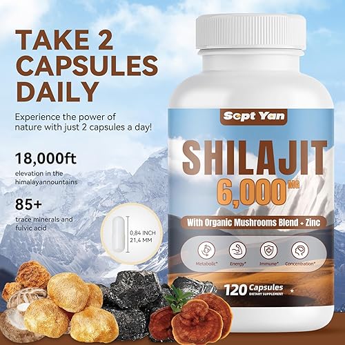 Miniatura 7 de Shilajit - Cápsulas del Himalaya – Suplemento orgánico puro del Himalaya con mezcla de hongos, zinc, suministro de 2 meses para fuerza, resistencia,