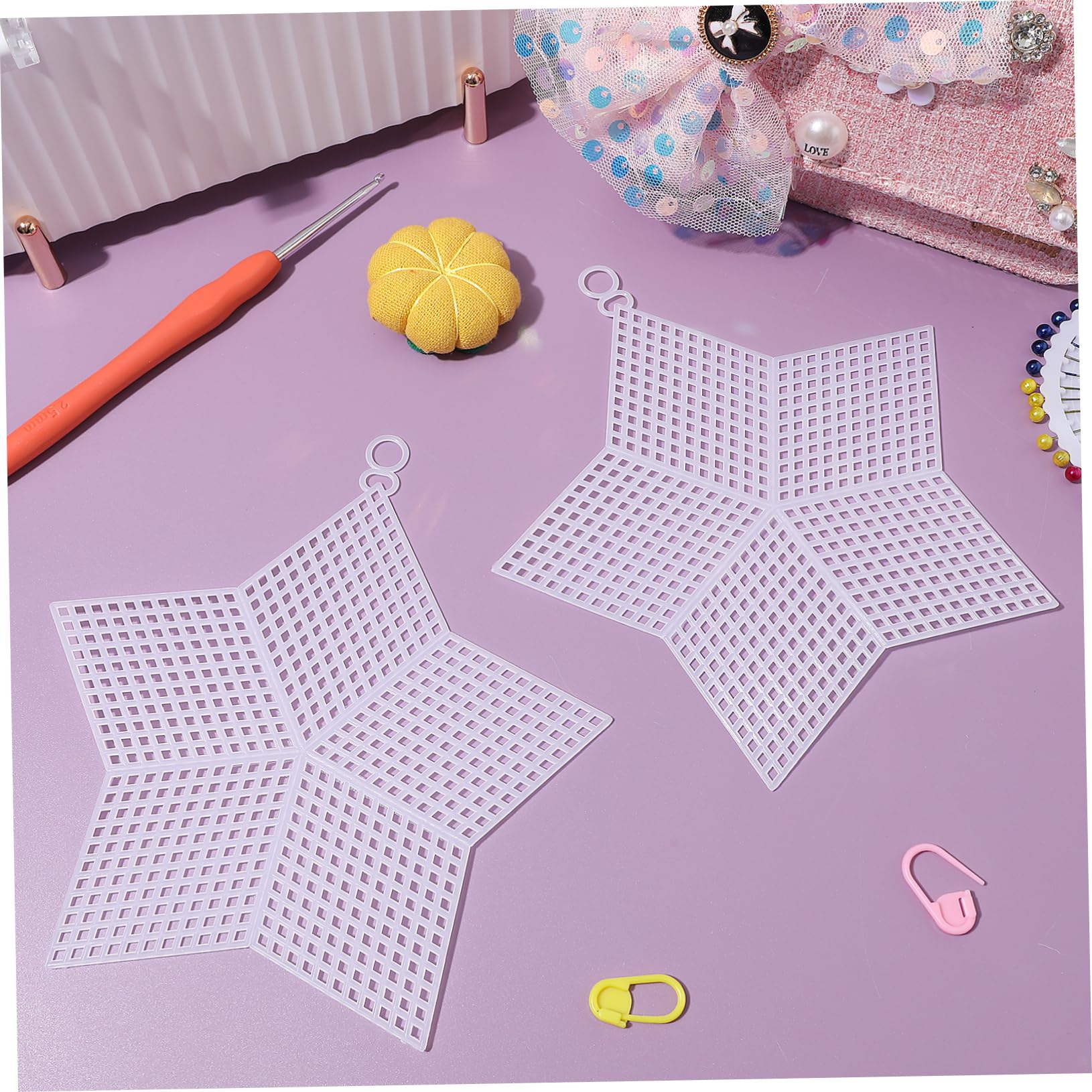 ULDIGI 2sets Star Product Plastic Mesh Sheets DIY Crafts Embroidery Cross Stitch 10pcs*2