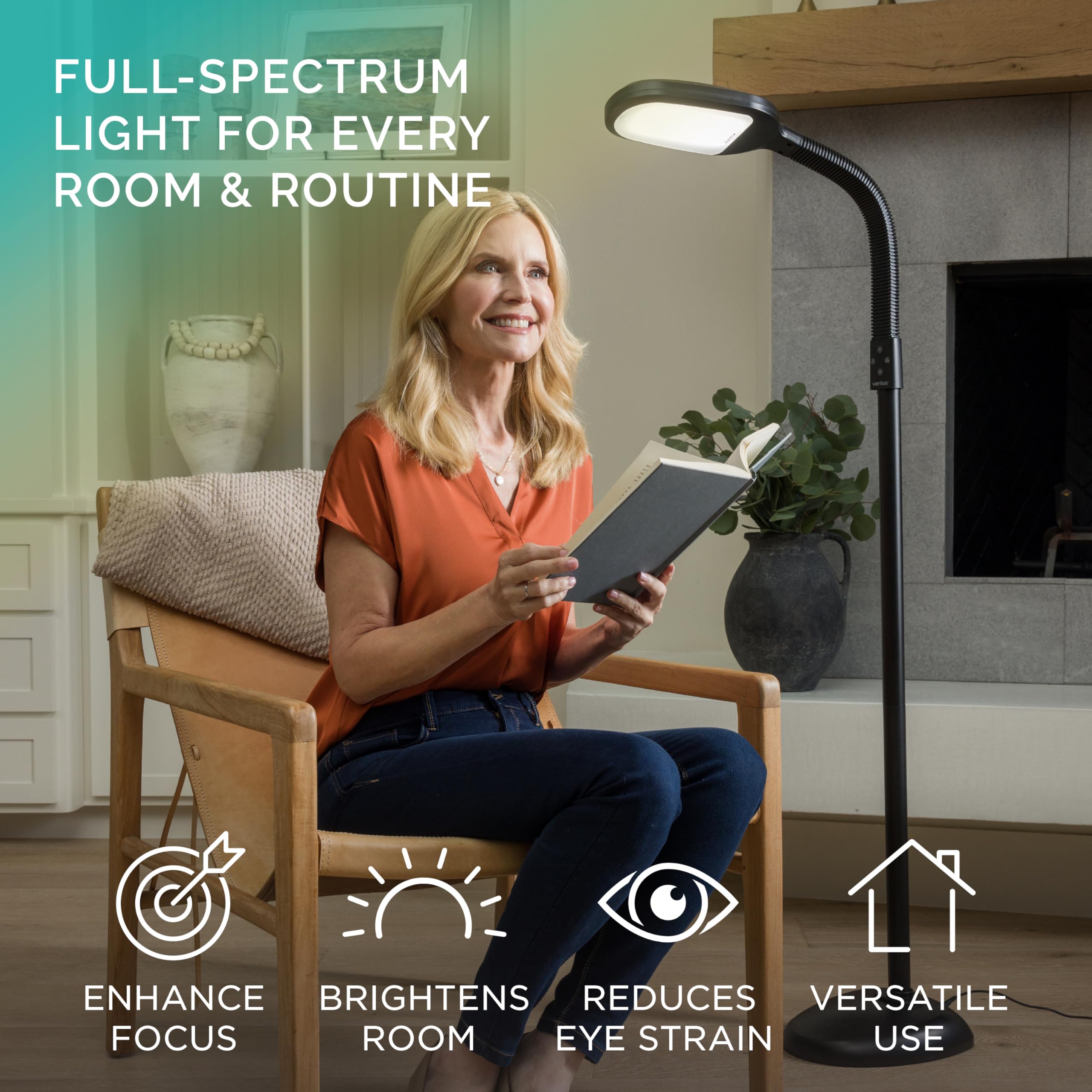 Verilux SmartLight Full Spectrum LED Modern Floor Lamp with