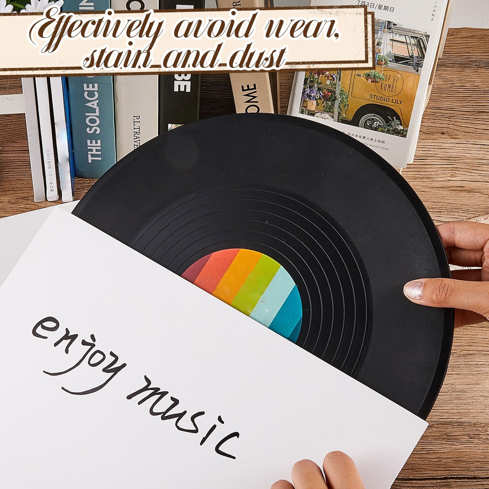 Outus 50 fundas exteriores de discos de vinilo LP de 12 pulgadas, sin agujero central, cubiertas de álbum en blanco, fundas de vinilo interiores cuadradas de papel a granel, chaquetas de álbum para