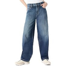 Buffalo David Bitton  Bella Baggy Fit Barrel Leg Mid Rise Jeans Sanded Wash