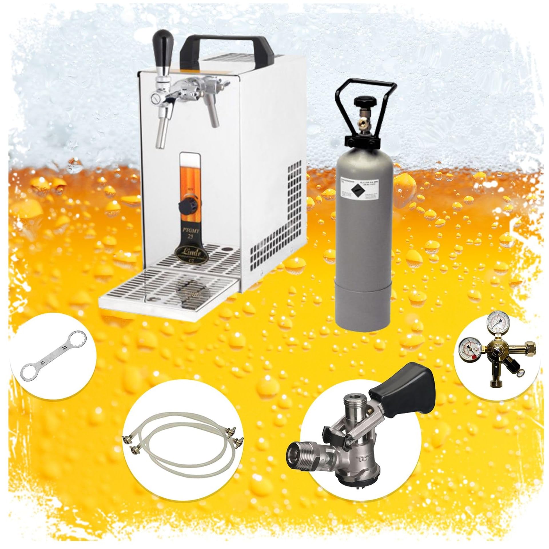 ich-zapfe Kit Completo: dispensador de Cerveza PYGMY 20 Enfriador seco de 1 línea, 20 litros/h, KEG:Adaptador de 5 litros