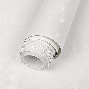 TANONE White Peel and Stick Wallpaper 17.7" X 394" White Embossed Floral Contact Paper Self Adhesive Removable Textured Wallpaper Vinyl Thicken Wall Paper for Wall Furniture Cabinet Drawer Dresser