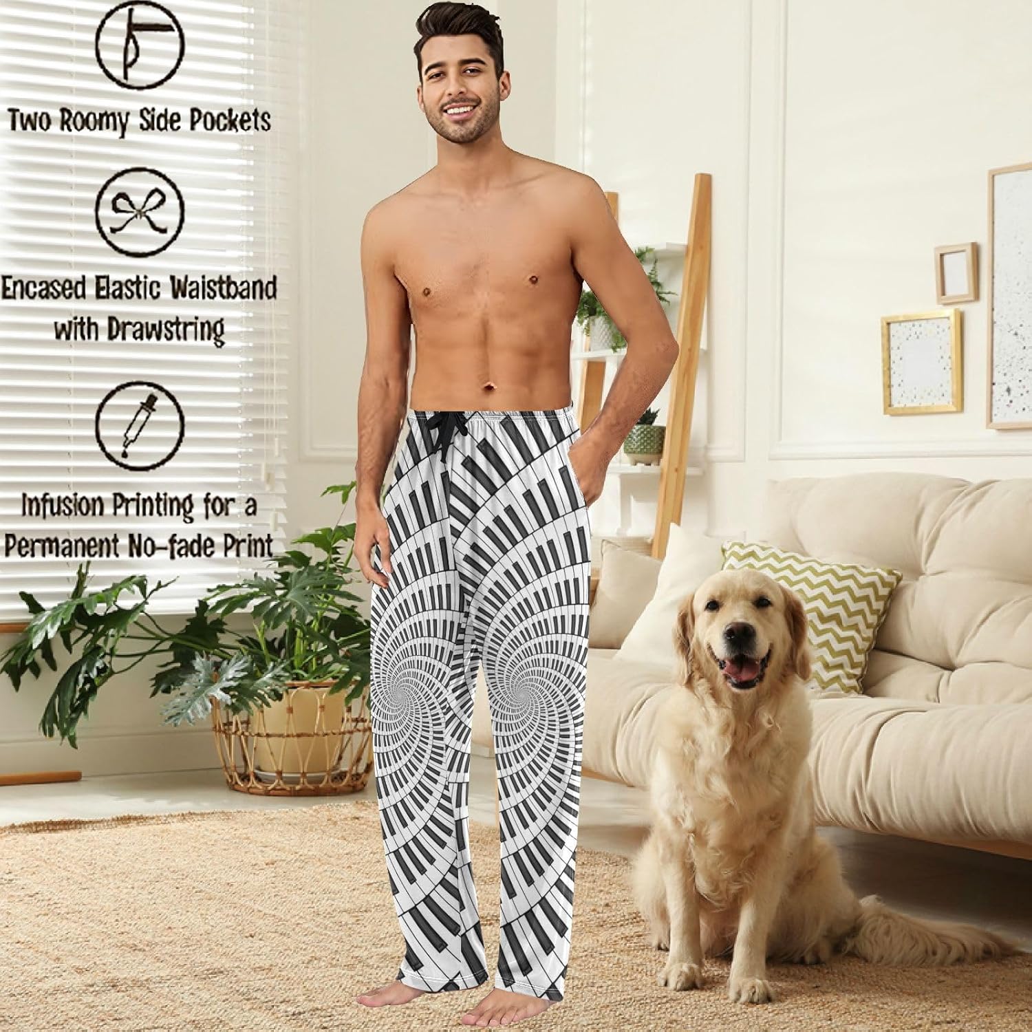 visesunny Mens 100% Cotton Pajama Bottoms Lightweight Lounge Pant with Pockets Soft Sleep Pj Pants for Men - Image 2