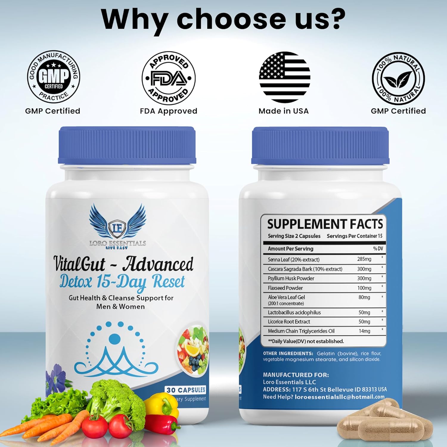 VitalGut Advanced Gut and Colon Cleanse Detox for Women & Men,15-Day Reset Gut Health Support,Whit Senna, cascara Sagrada and Psyllium Husk-Non GMO 30 Capsules - Image 6