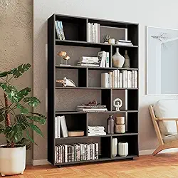 Estante para Livros 5 Prateleiras 12 Nichos Euforia em Mdp Preto