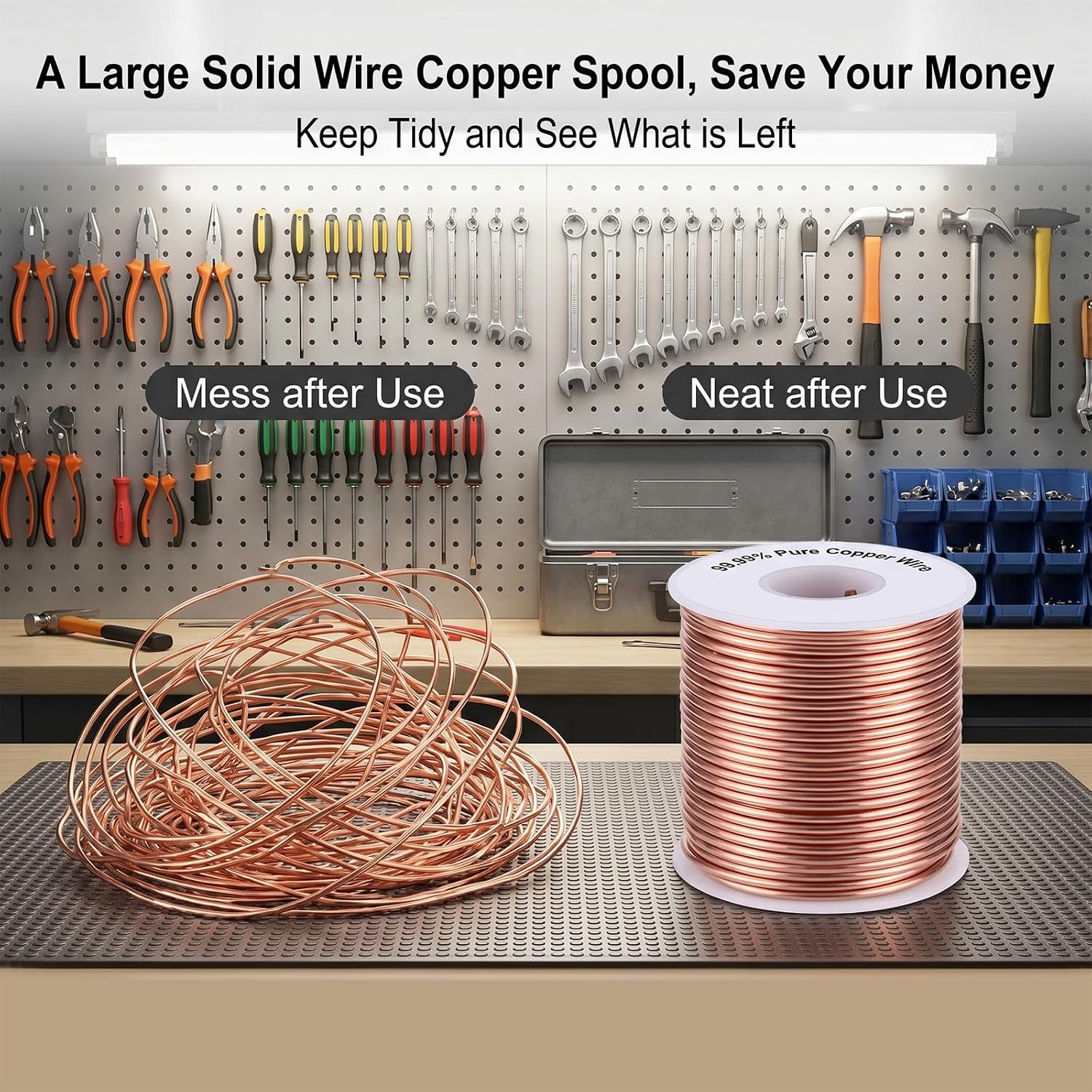 99.99% Solid Bare Copper Wire (12Gauge, 2MM), 70FT, Sturdy&Flexible