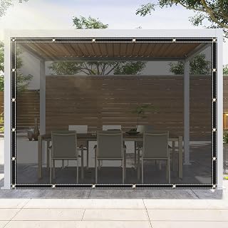 Clear Tarps Heavy Duty UV Protection, Translucent Sun Shade PVC Vinyl Tarpaulin with Grommets, Ropes, Reinforced Edge, Waterproof, Tear-Resistant for Greenhouse, Patio, Garden, Porch, Pavilion