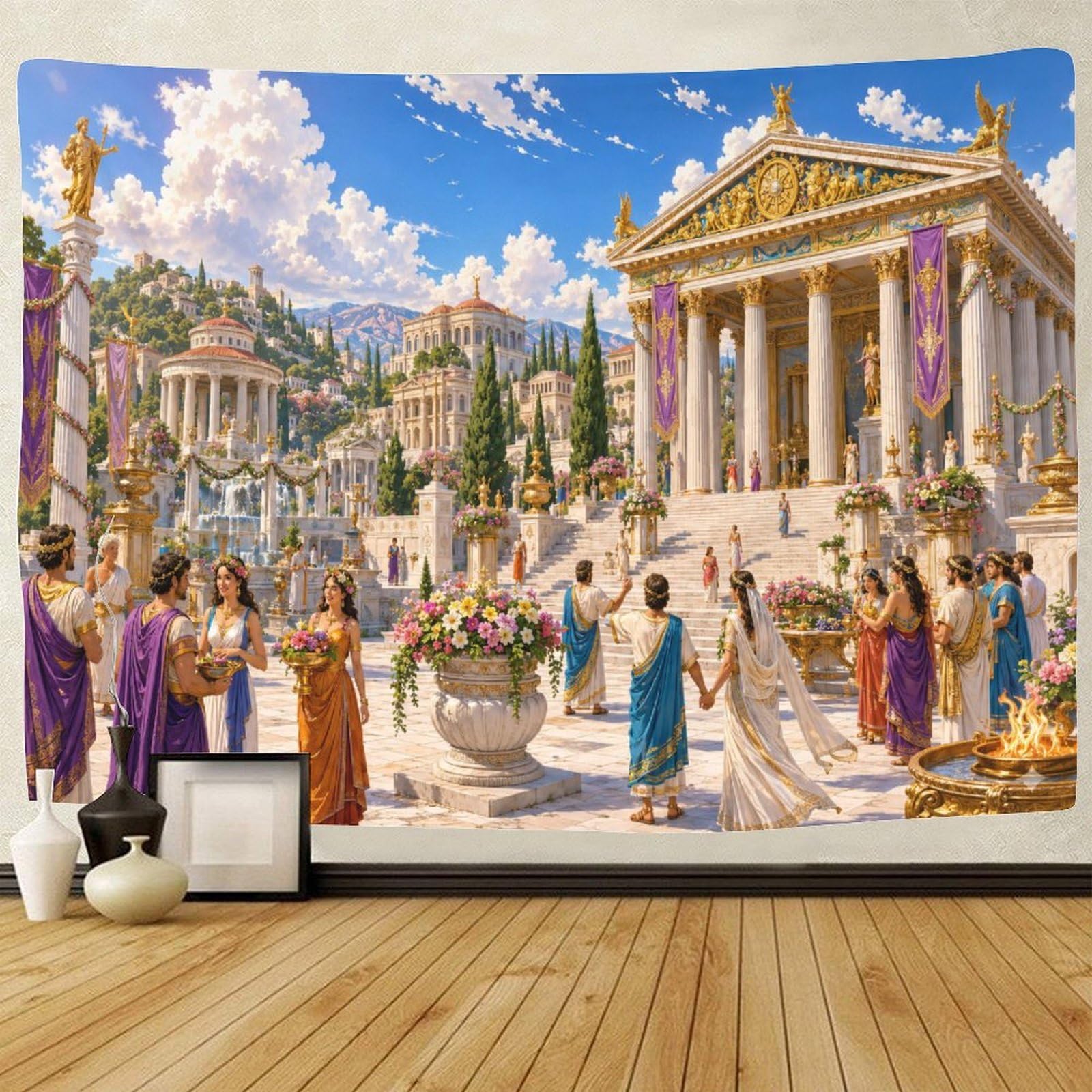 Gpmnbcxzk Style-14 Ancient Greek Temple For Ancient Wall Tapestry, Dorm Wall Decor