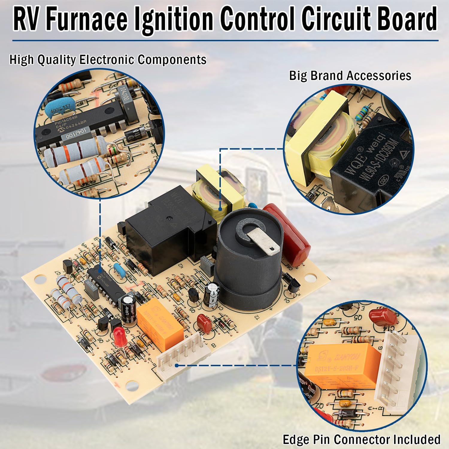 Qagea RV Furnace Ignition Control Circuit Board Yellow Replaces 31501 33488 33727 Fit for Atwood Hydro Flame Furnaces 7912-II, 7916-II, 7920-II, 8012-II, and More