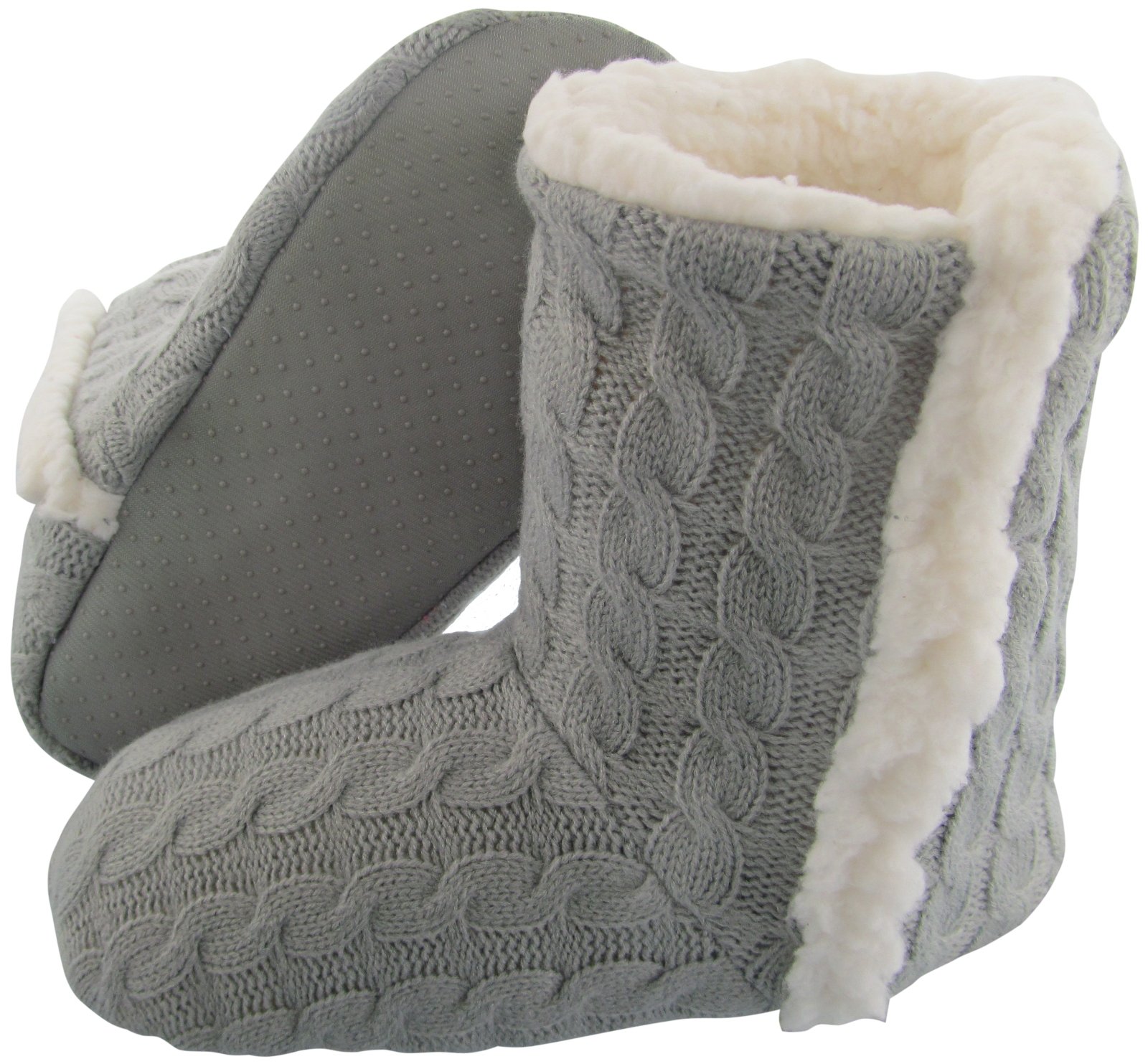 J. AnnJ.ANN Women's Cable Knitted Slipper Sock w. Non Slip Size:24-25 cm