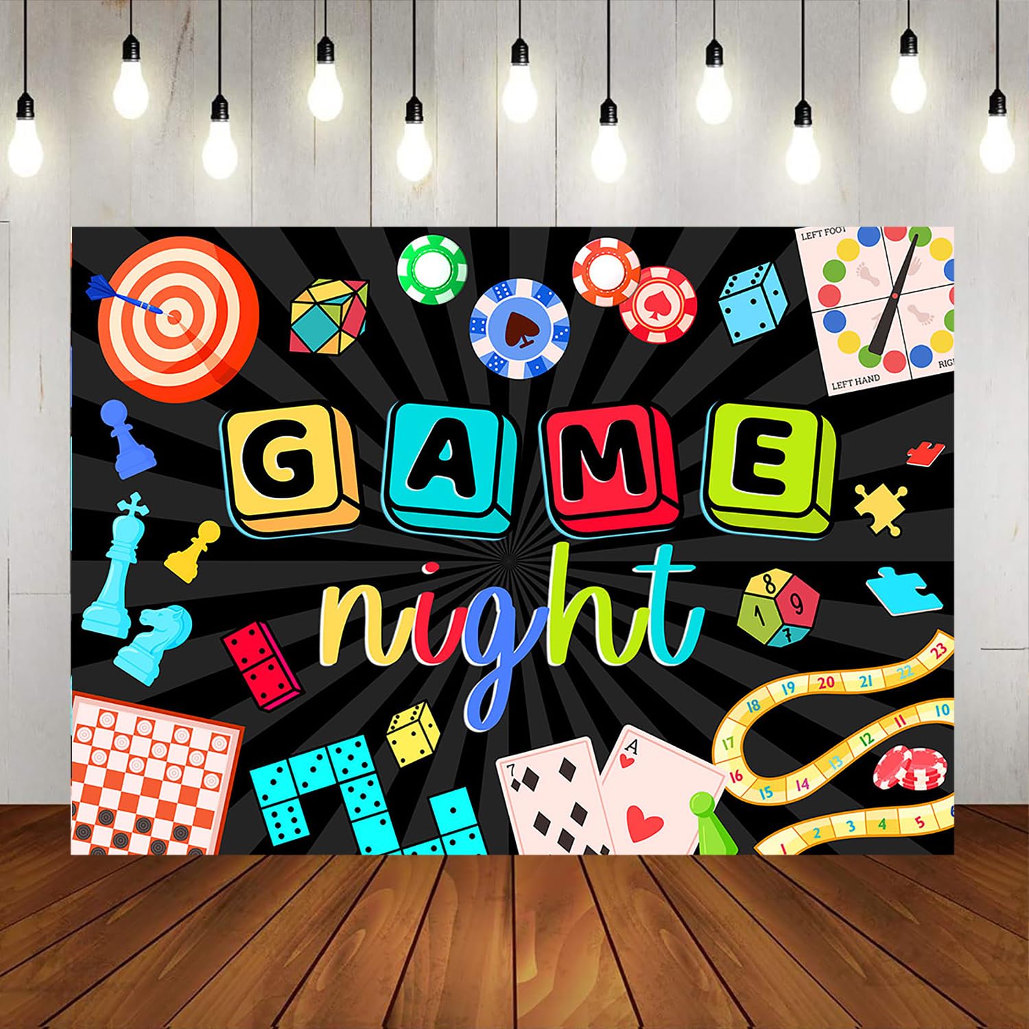 Game Night Party Banner Backdrop - 71x43 Inch Large Photography Background For Family Game Birthday - View #10