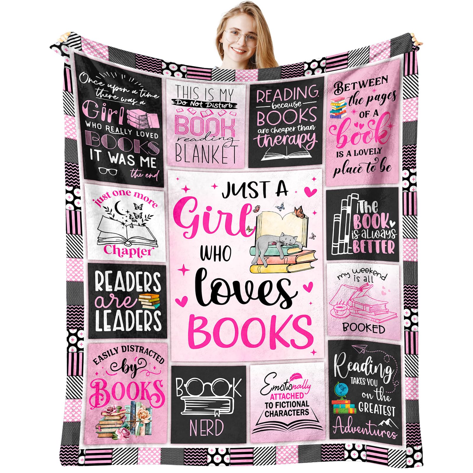 SIKLTY Book Lovers Gifts for Women, Bookish/Book Club/Reading/Literary Gifts for Booklover Throw Blankets 60" x 50", Xmas Gift for Readers/Librarian/Bookworm/Nerd