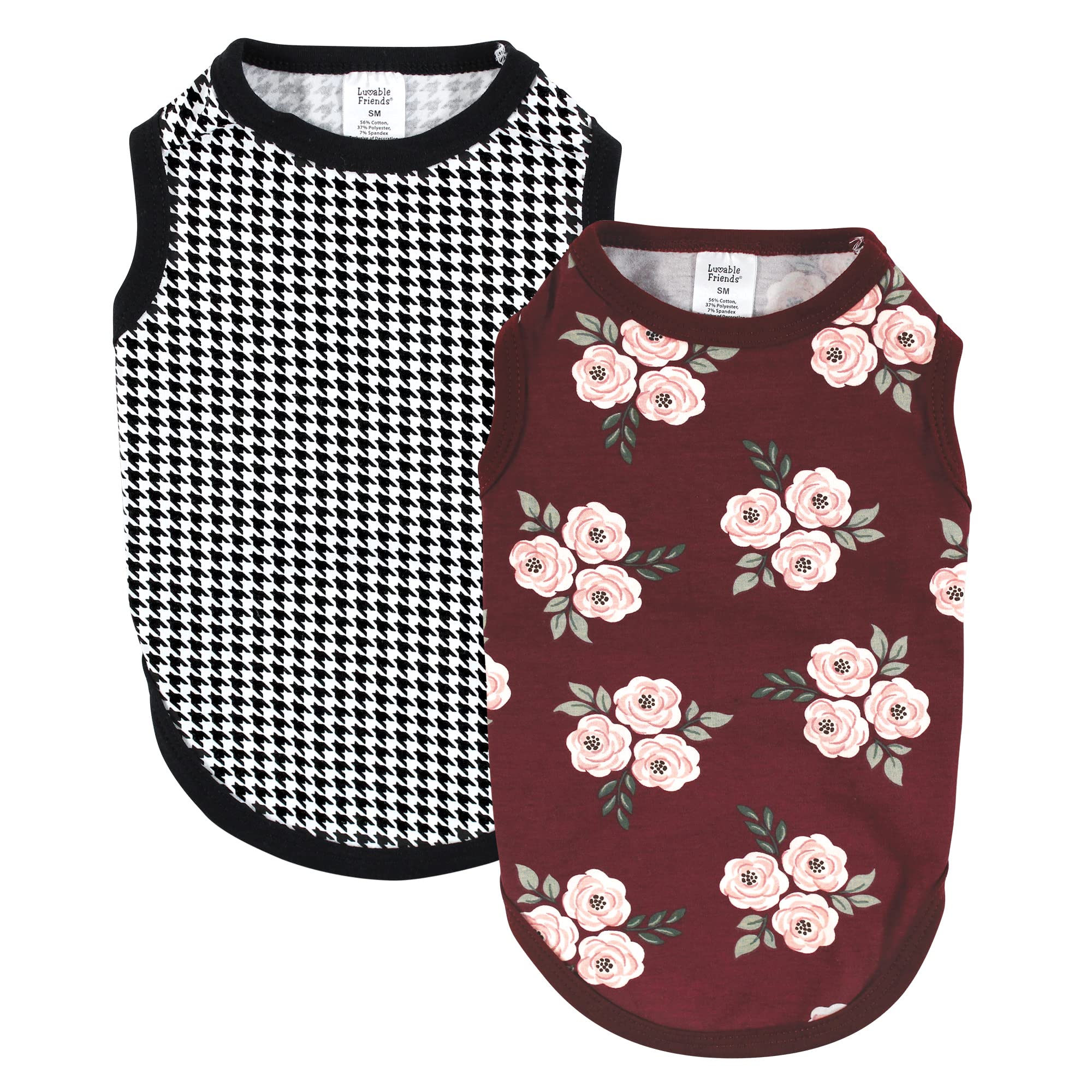 T-shirt pour chien et chat Luvable Friends en coton motif pied-de-poule bordeaux M