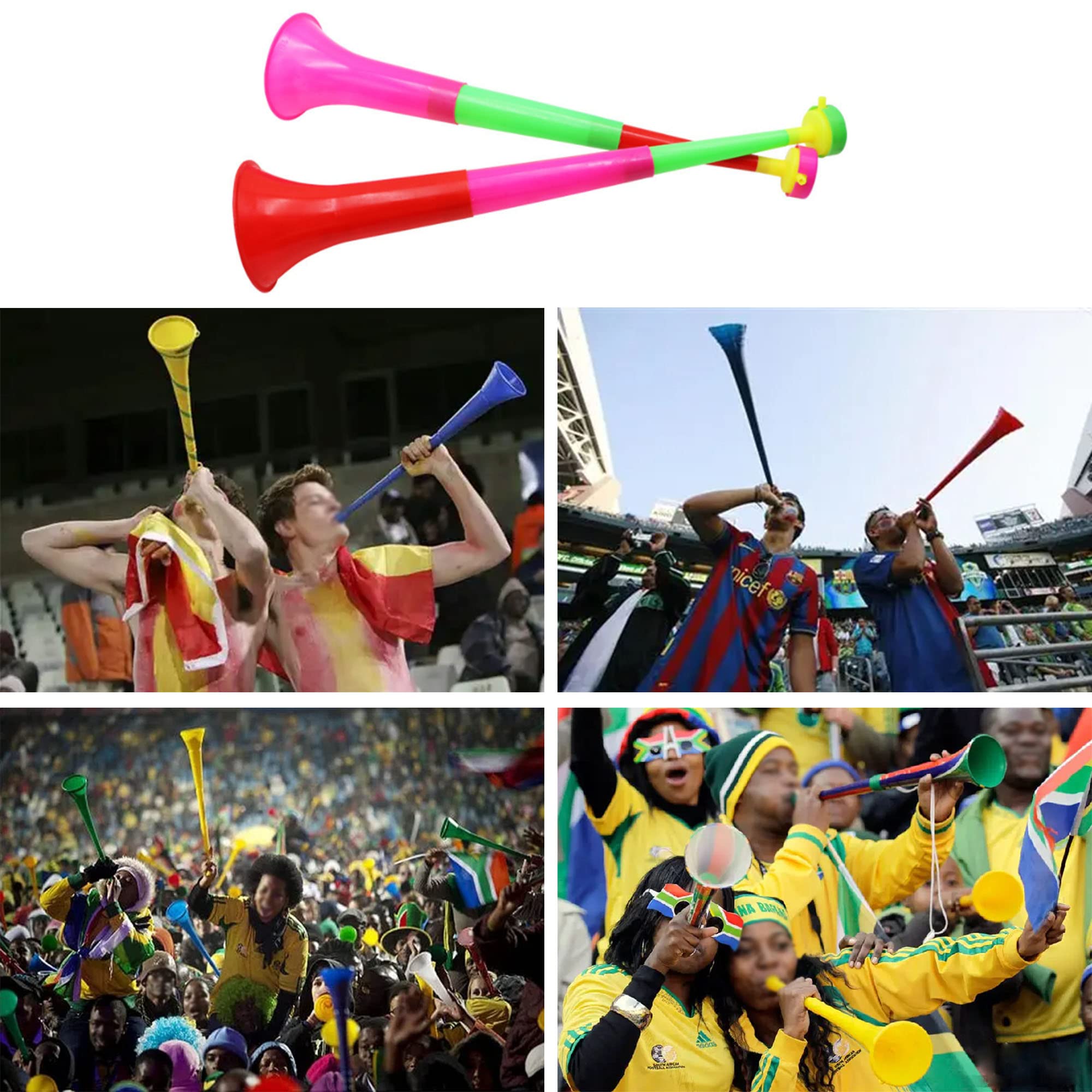 2 PCS Trombe Vuvuzela Plastica Cheerleader Suonando Tromba Tromba Forte Spettatore Tifoso Clacson Creare Rumore Tromba Merchandising Fan Celebrazioni Sportive Stadio Partita Calcio Tromba
