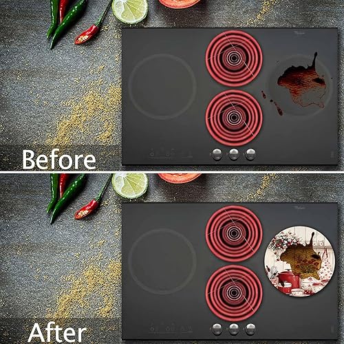 Miniatura 76 de Wildflowers - Juego de 4 fundas para quemadores de estufa de arte botánico, cubiertas superiores de estufa para quemadores de gas, estufa eléctrica