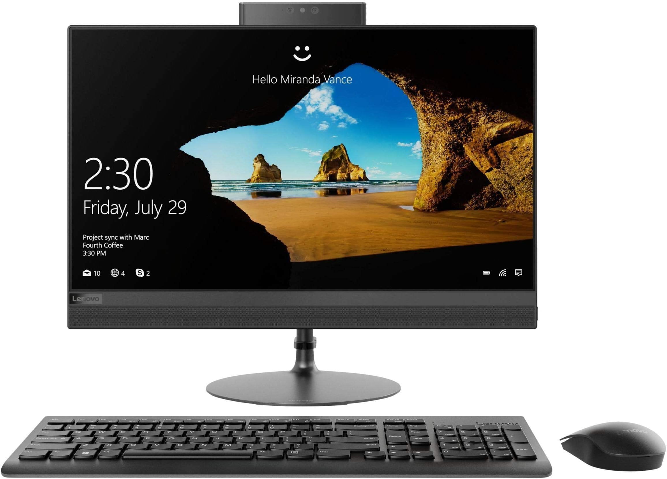 Lenovo (F0D60017UK) IdeaCentre 520 Full HD All-in-One Desktop PC AMD A9-9420, 8GB RAM, 1TB HDD, DVD±RW, Windows 10 Home. Black-21.5inch
