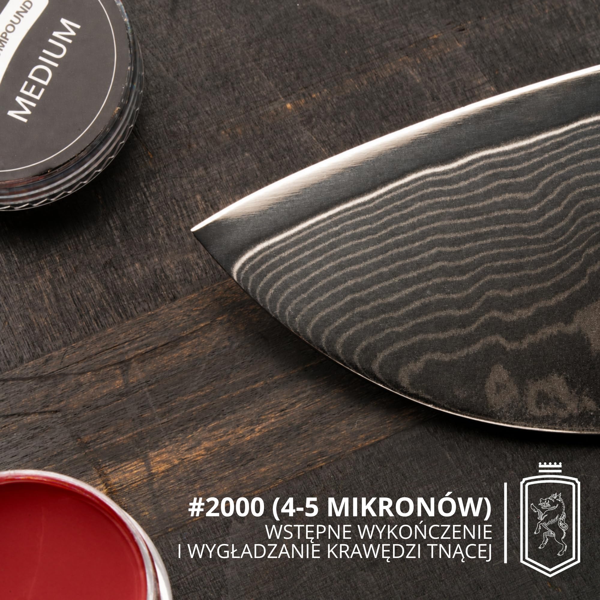 BACHER pasta do polerowania noża czerwona medium 2000 100g z aplikatorem ze skóry