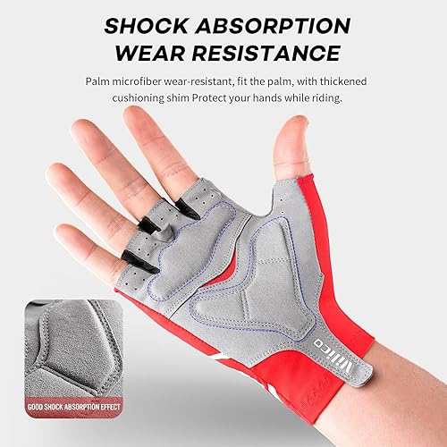 Miniatura 3 de Guantes de ciclismo transpirables para bicicleta de montaña, guantes acolchados de gel de medio dedo, guantes de ciclismo para hombres y mujeres que