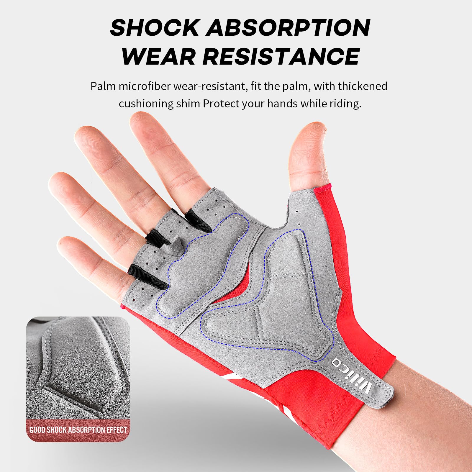 Gants De Vélo Professionnels Vilico - Coussinets Silicone Paume, Respirants, Antidérapants, Réglables