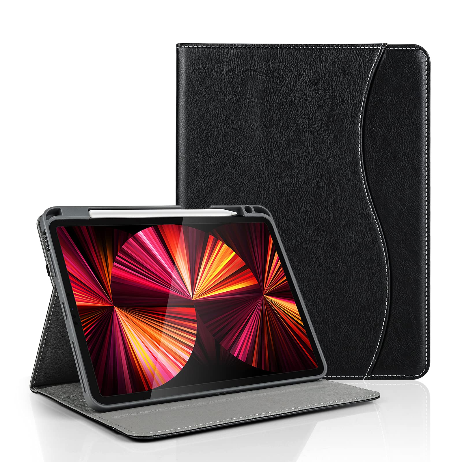 HFcoupe for 11 inch iPad Pro Case 4th /3rd /2nd /1st Generation (2022/2021 /2020/2028 Released), iPad Case Pro 11 inch with Pencil Holder, Multi-Angle Viewing Folio Cover Auto Sleep/Wake, Blackness