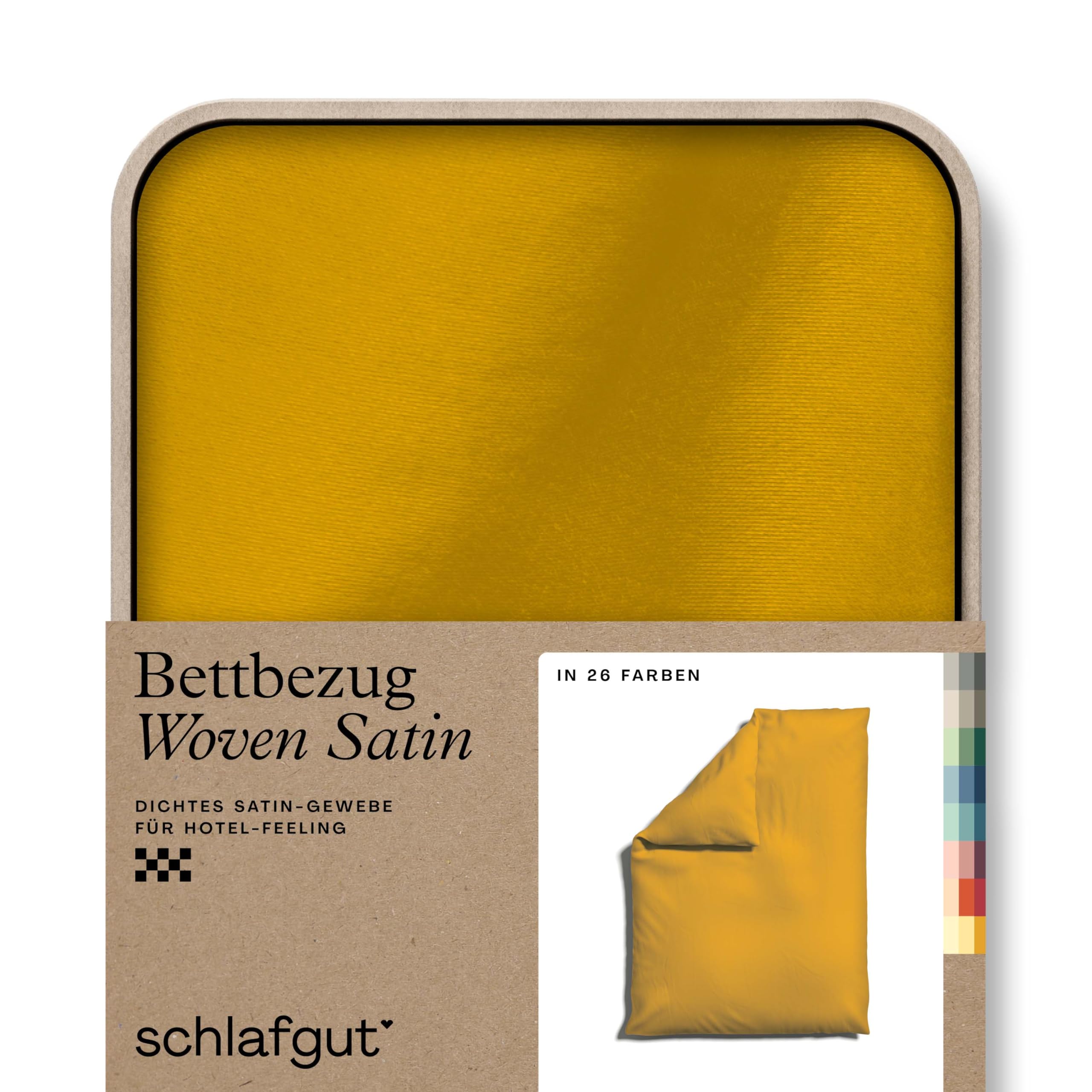 schlafgut Woven Satin Bettwäsche 135x200cm Bettdecke Bezug einzeln, Yellow Deep Uni in Hotelqualität mit 100% Baumwolle