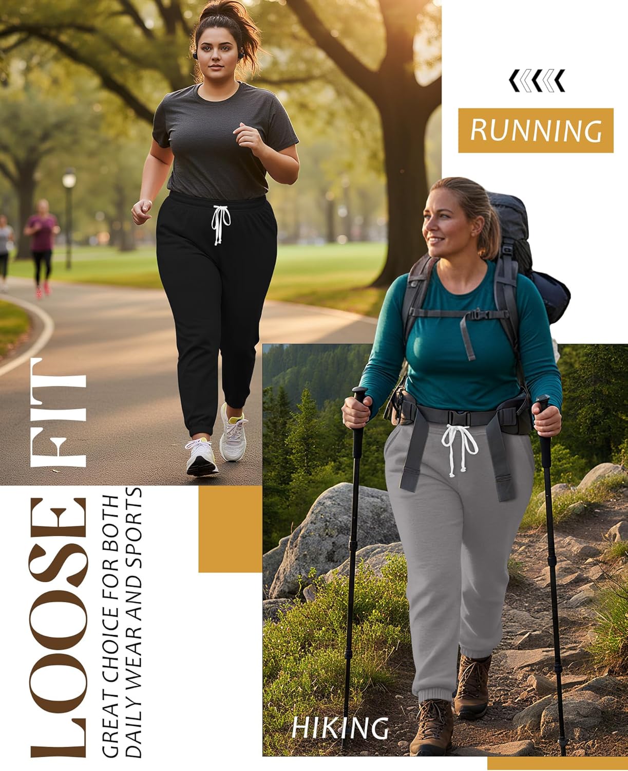 Neer 3 Pack Women's Plus Size Sweatpants Casual Loose Fit Drawstring Joggers Lightweight Athletic Lounge Pants with Pockets - Image 4