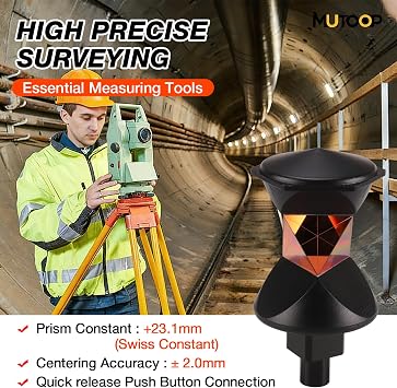GRZ4 360 Degree Total Station Surveying Prism & Quick Release Adapter Kit 360 Optical Surveying Prism for Swiss-Style Robotic Total Stations(Plastic)