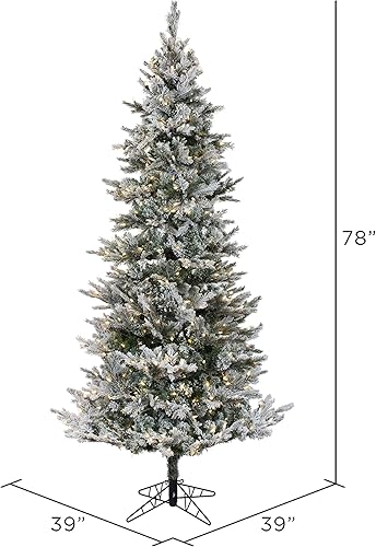 Miniatura 8 de Vickerman Árbol de Navidad artificial delgado Kiana de 9 x 51 pulgadas, mini luces LED blancas cálidas Dura-Lit, árbol sintético cubierto de nieve,