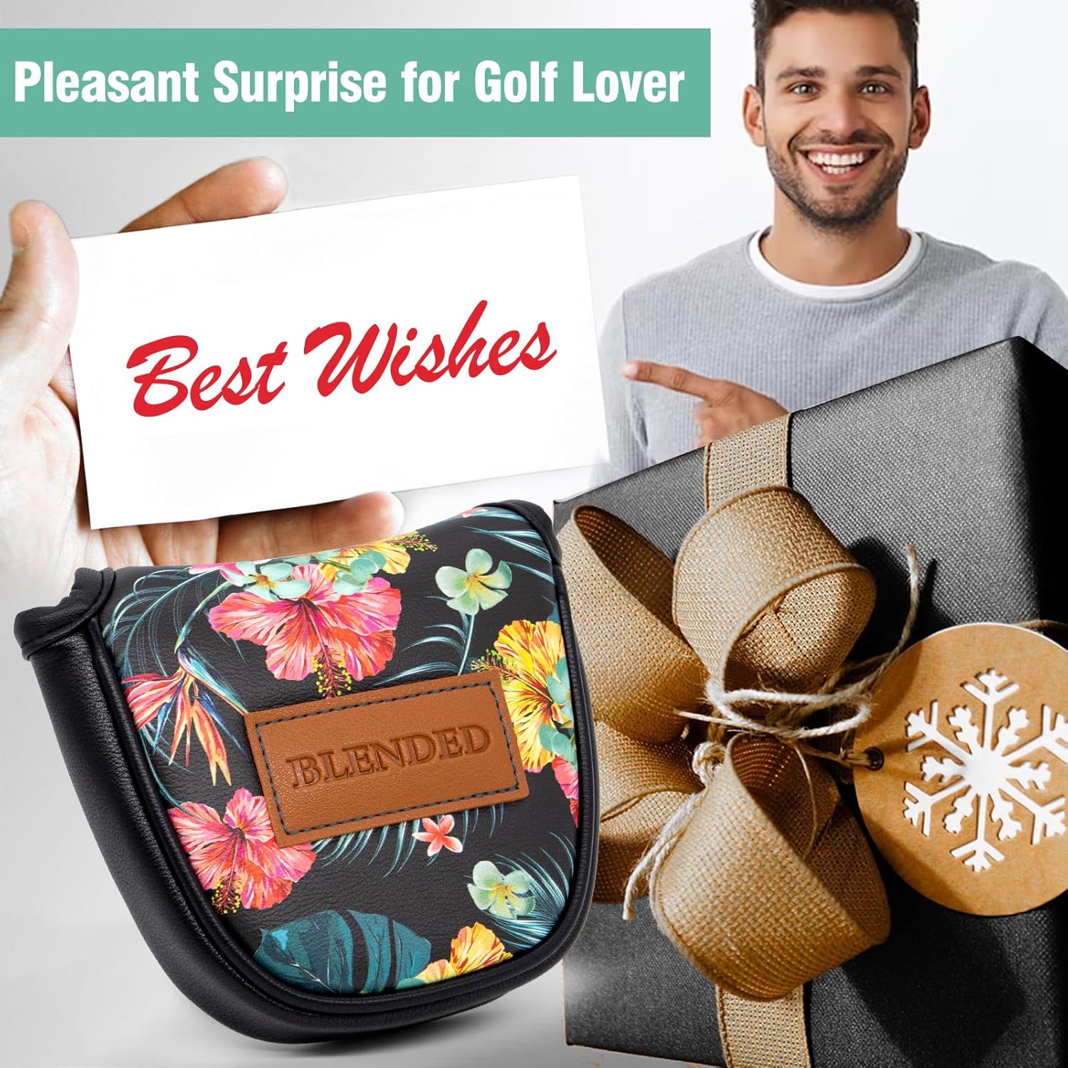 Golf Club Covers Black Putter Cover Driver Covers Fairway Wood Headcover Hybrid Covers 3 Wood Headcovers Leather Mallte Putter Cover Golf Headcover for All Brand