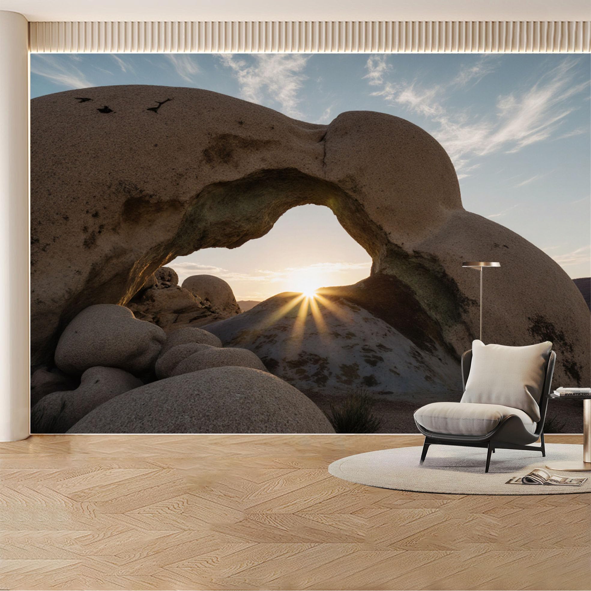 Custom Wall Mural Wallpaper Rock Arch Desert Landscape Nature Modern 3D Effect Wall Decor Sunset Large Wall Art Removable SelfAdhesive Large Photo for Living Room， Bedroom， Office