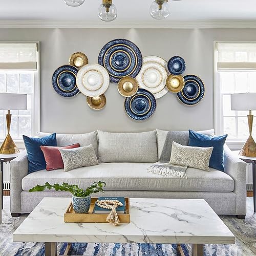 Miniatura 8 de KEQAM Arte de pared de metal para sala de estar, decoración de pared de metal grande, escultura de pared de lujo moderna 3D, adecuada para sala de