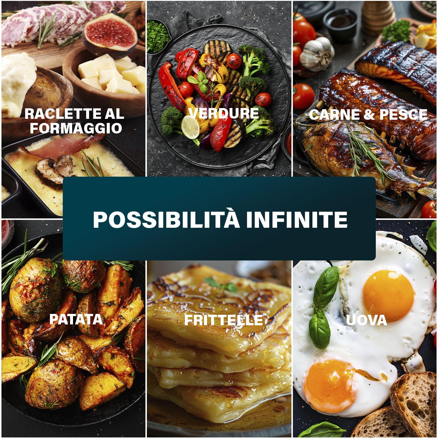 Princess Multifunctional Raclette XXL 162650 - Grill e raclette - termostato regolabile - superficie grill 49 x 21 cm - rivestimento antiaderente - 1500 watt - per un massimo di 10 persone