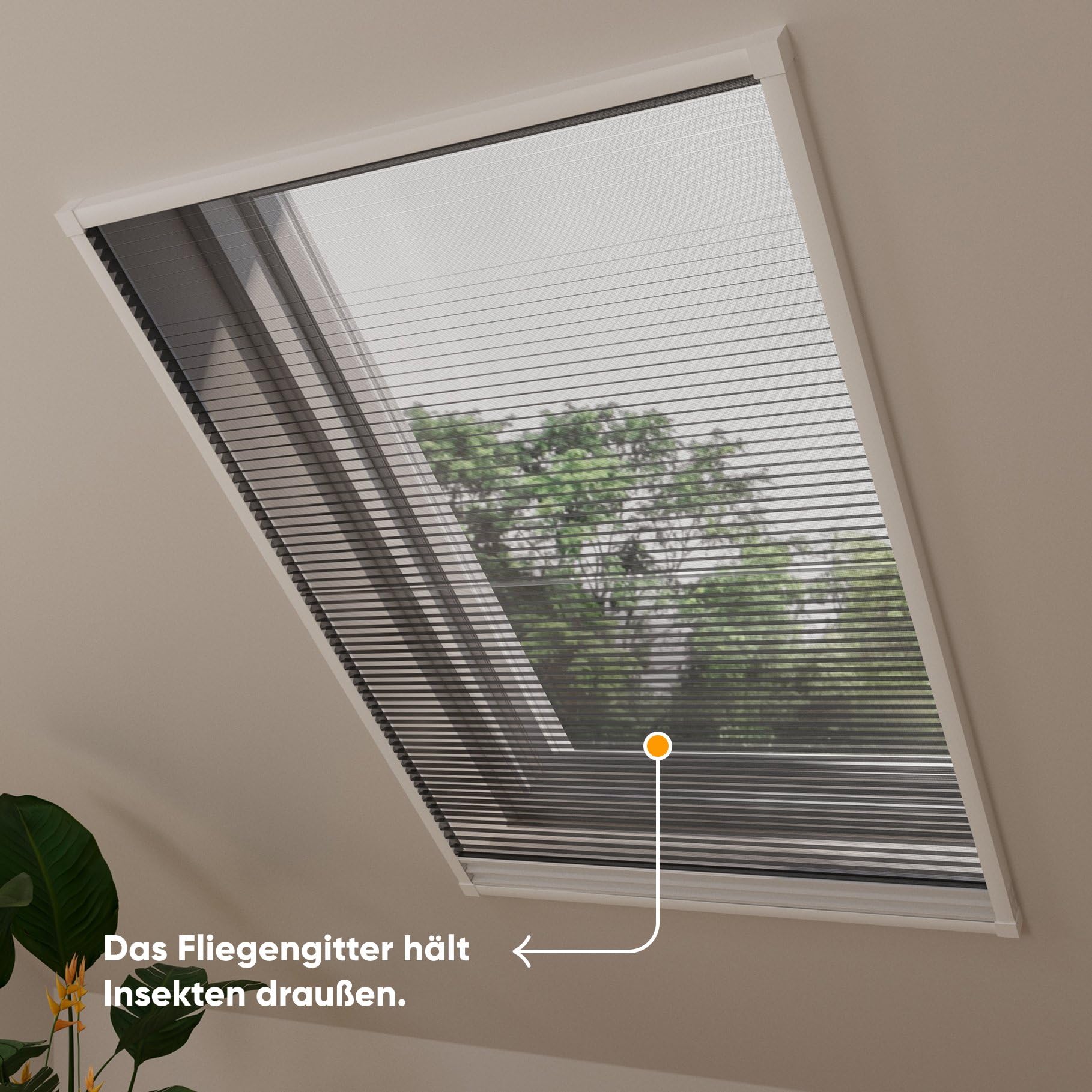 DTCH® Dachfenster Plissee mit Insektenschutz, grau, 80 x 120 cm | Verdunkelung und Fliegengitter in einem, Wabenfalte silberbeschichtet, Hitzeschutz, Aluminium-Rahmen, kürzbar