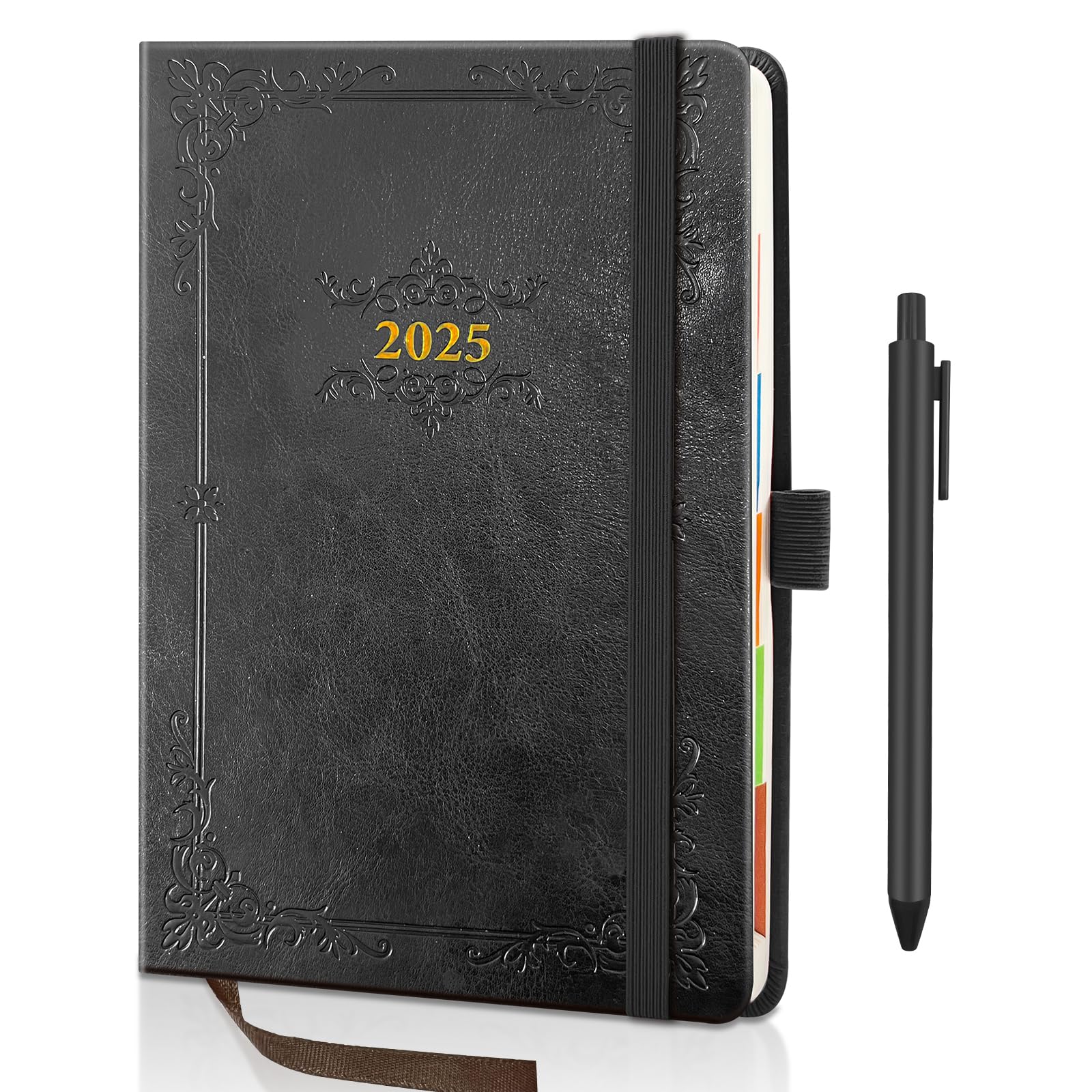 Agenda 2025 BELIAYAS - Diario Giornaliero A5 Con 12 Penne Fineliner - Copertina Rigida Pelle PU - Rosa - Foto 8