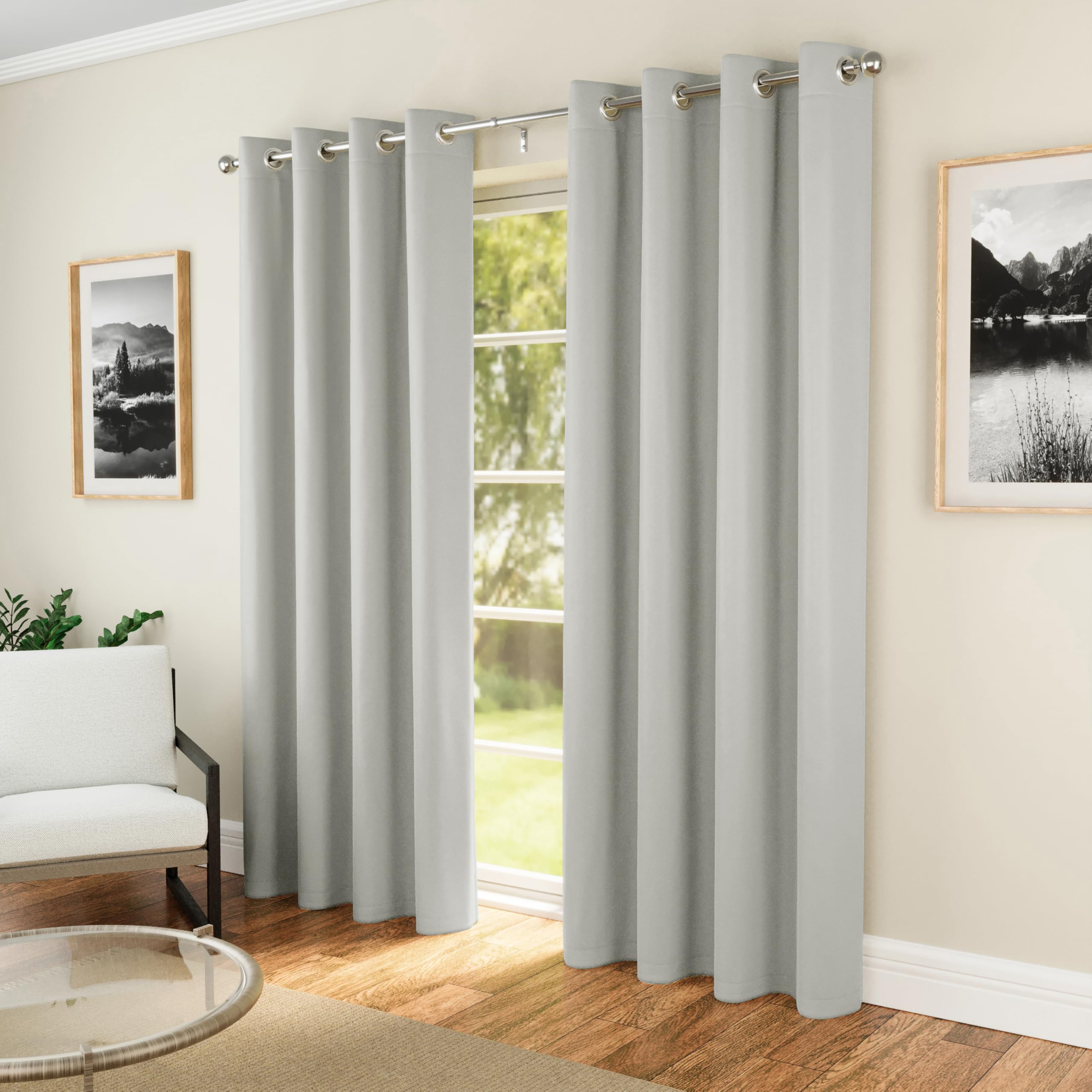 Enhanced Living Supersoft Grey Blackout Thermal Eyelet Curtains 229x229cm