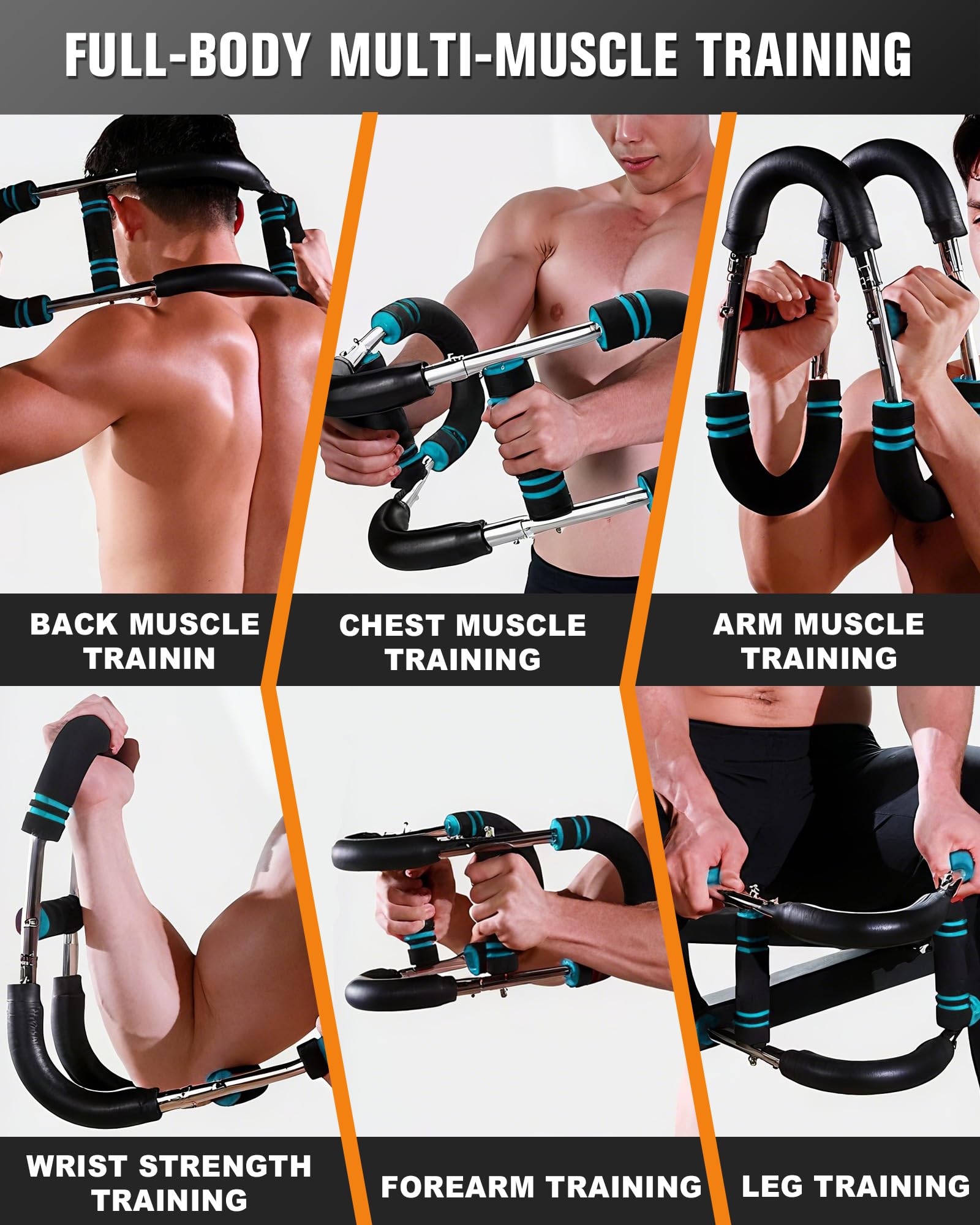 Twister Arm Trainer, 60-90lb Adjustable Chest Workout Equipment, Adjustable Spring Workout Bar for Men & Women, Detachable Power Twister Home Fitness Equipment for Enhancing Upper Body Muscle