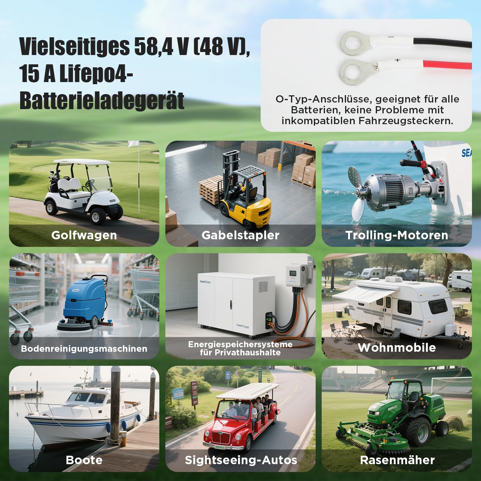 KAISAL 48V 15A LiFePO4 Ladegerät, 58.4V Lithium Batterieladegerät