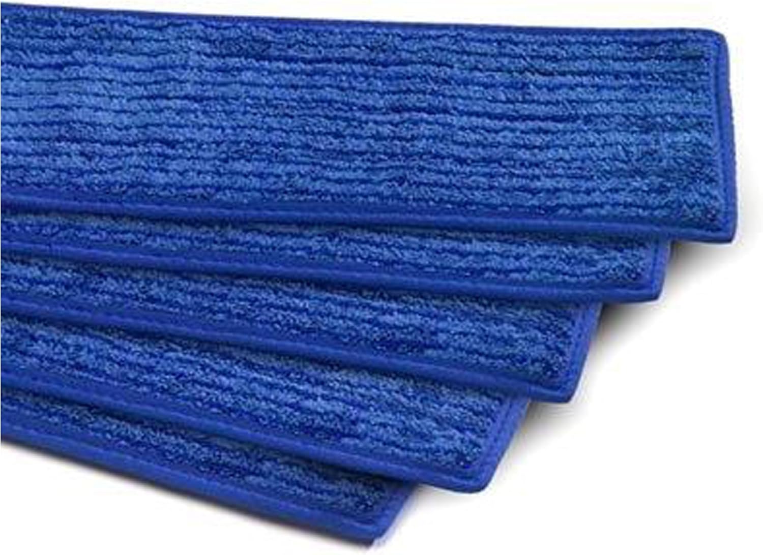 Microfiber 12"x5" Flat Mop Pad, Machine Washable, Reusable, Refills and Replacement Wet or Dry Mop Heads, Commercial Grade Durability, Pack of 5, Blue