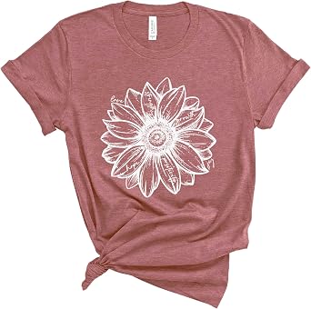 Sunflower Shirt Unisex Inspirational Floral Tee with Strength, Joy, Hope & Love Soft Cotton