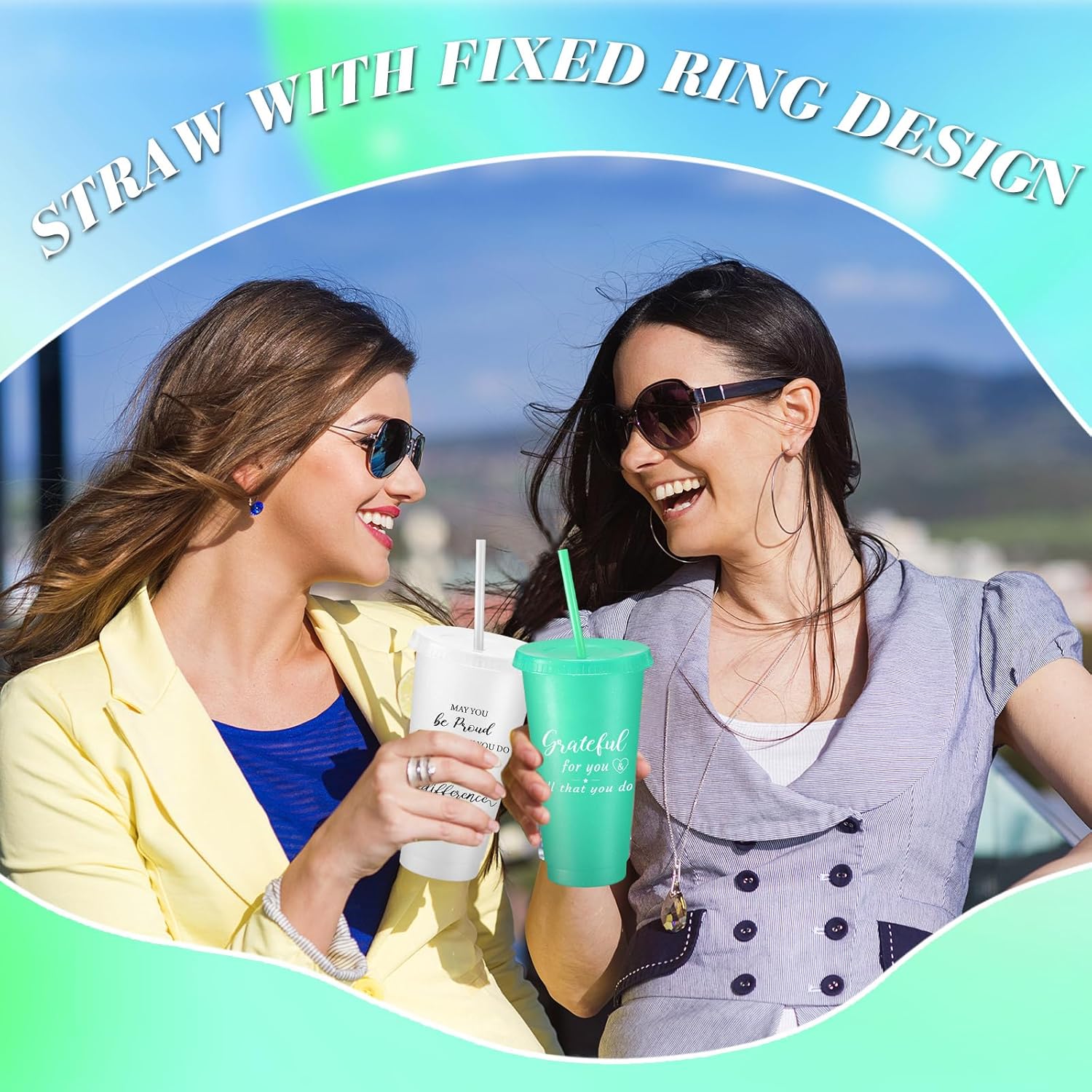 Zhehao 20 Pcs Thank You Cup Tumblers Employee Appreciation Gifts Bulk, 24 oz Plastic Coffee Cups with Straws and Lids, Team Gifts for Staff Coworker Friends(Bright Colors) - Image 4