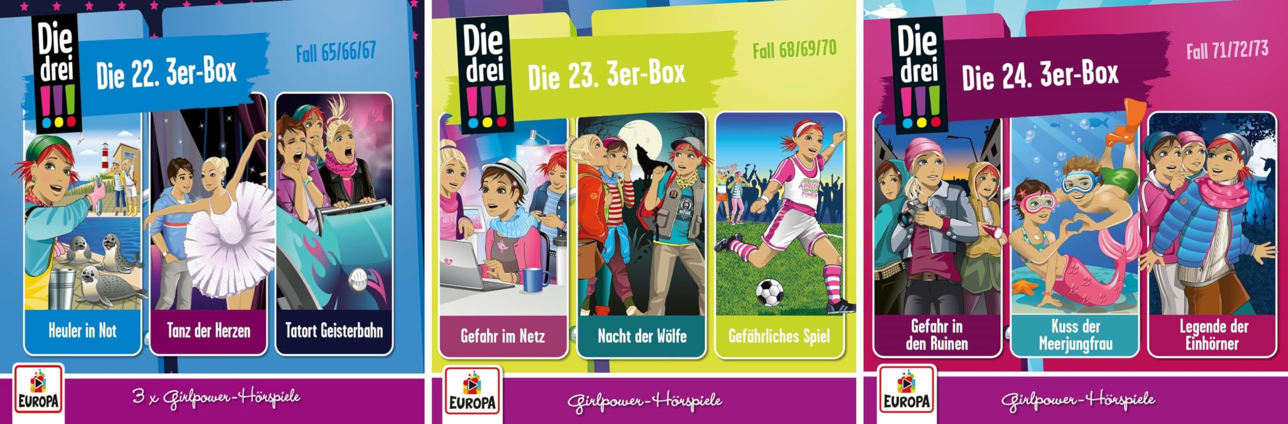 Die Drei !!! (Ausrufezeichen) - HörspielCD 3er Box 22+23+24 (Folge 65-73) im Set - Deutsche Originalware [9AudioCDs]