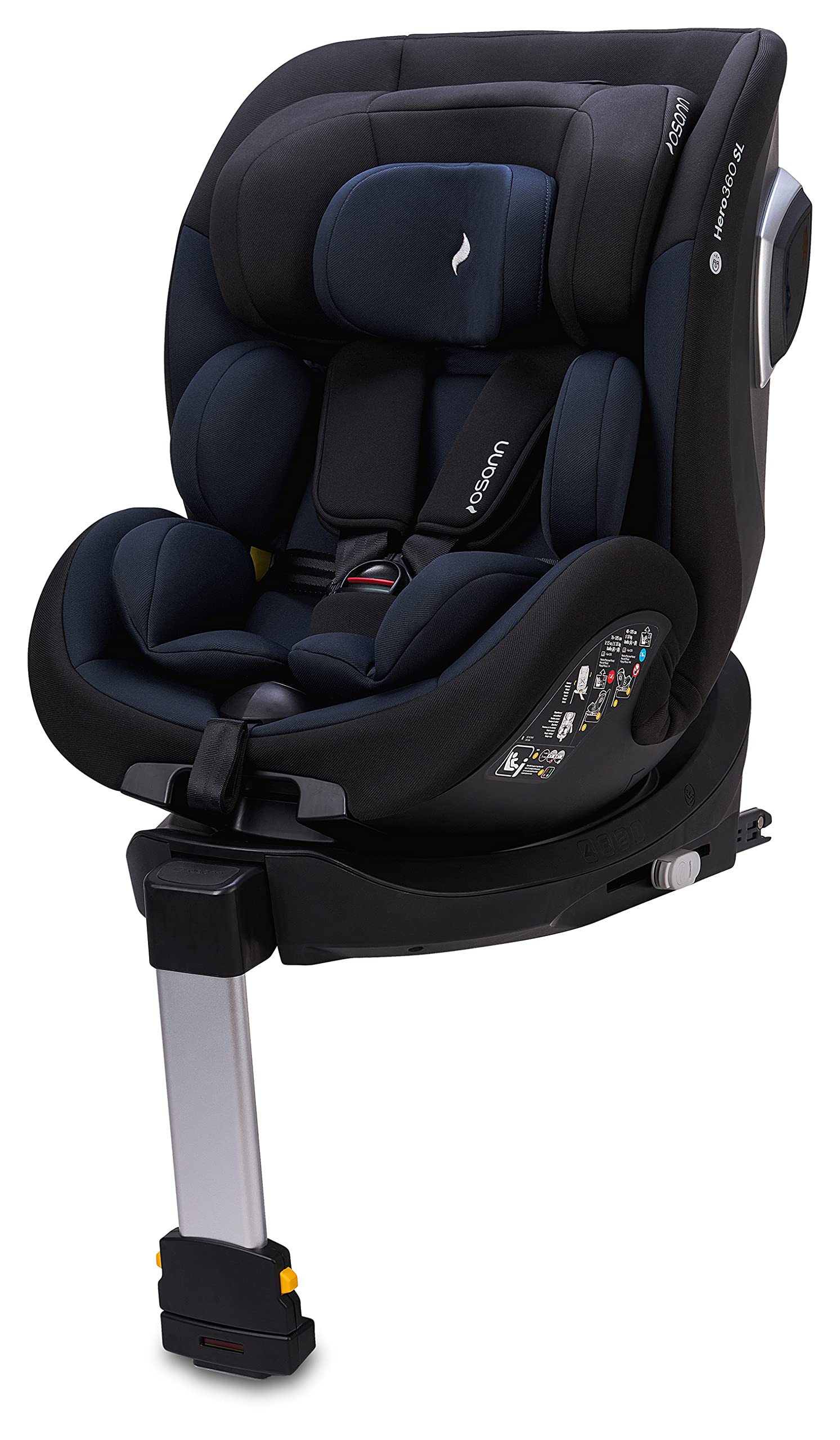 Hero360 SL - Seggiolino Auto per Bambini Isofix iSize - Accessori Auto Bambino - Seggiolone Auto Regolabile Ideale per Bambino e Neonato (Blu Navy)