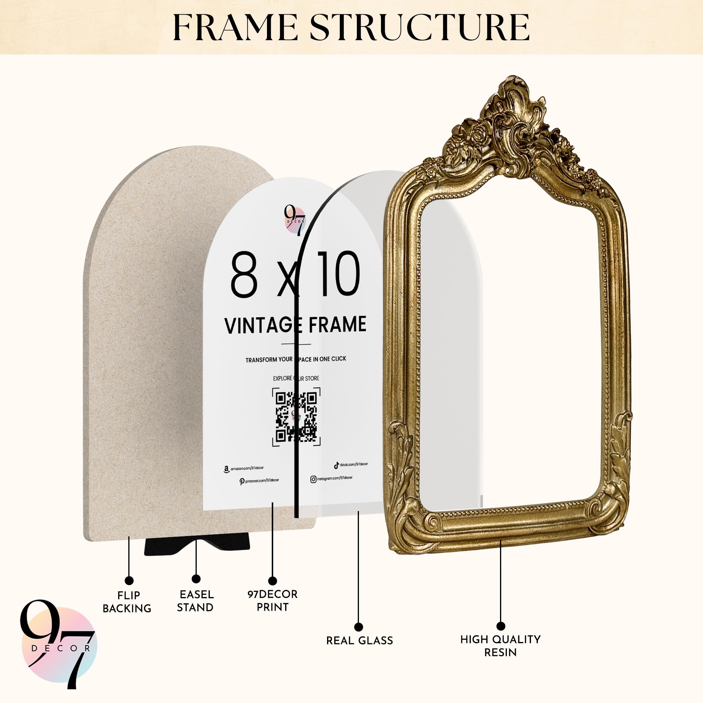 Amazon.com - 97 Decor 8x10 Vintage Picture Frame - Elegant Antique