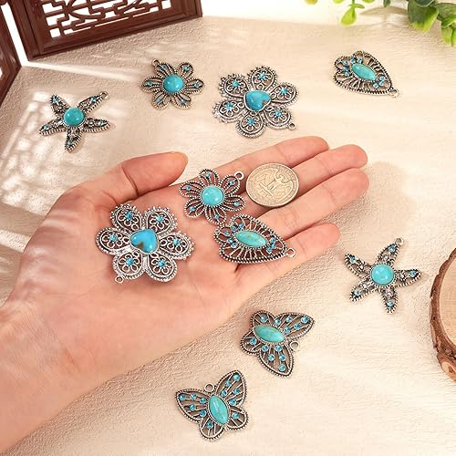 Miniatura 5 de Pandahall - Colgantes de cruz estilo tibetano Hamsa mano mal de ojo, joyería occidental para mujeres y hombres, aretes bohemios para fabricación de