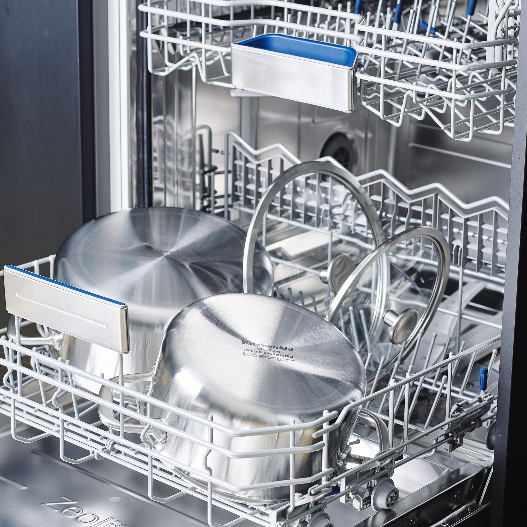 KitchenAid MultiPly 3PLY Cocotte en Acier Inoxydable Sans PFAS avec Couvercle en Verre, 20 cm/3,11 L,Triply, Multiclad, Induction, Va au four jusqu'à 220°C, Lave-Vaisselle, Argent